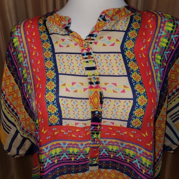 Johnny Was Woman's Brenda Multi colored Tunic Blouse Size Large - Picture 3 of 8